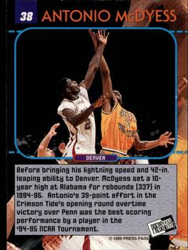 1996 Press Pass - Swisssh #38 Antonio McDyess Back