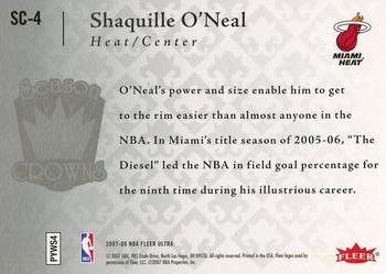 2007-08 Ultra - Season Crowns #SC-4 Shaquille O'Neal Back