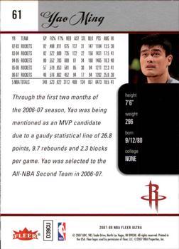 2007-08 Ultra - Retail #61 Yao Ming Back
