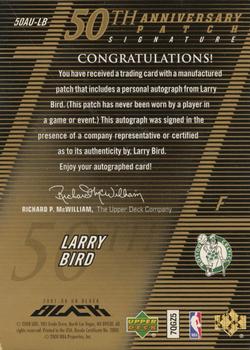 2007-08 UD Black - 50th Anniversary Autographs Gold #50AU-LB Larry Bird Back