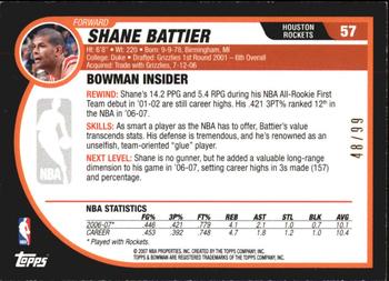 2007-08 Bowman - Gold #57 Shane Battier Back