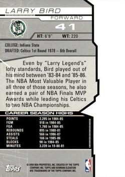 2007-08 Bowman Elevation - Black #41 Larry Bird Back