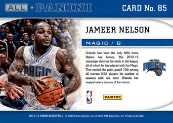 2012-13 Panini - All-Panini #85 Jameer Nelson Back