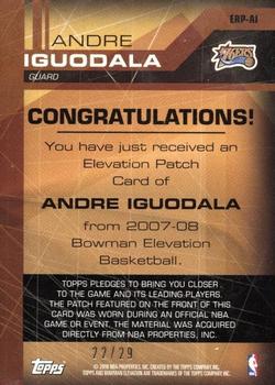 2007-08 Bowman Elevation - Relics Patches #ERP-AI Andre Iguodala Back
