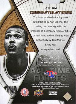 2013 Upper Deck All Time Greats - All-Time Forces #ATF-KM Karl Malone Back
