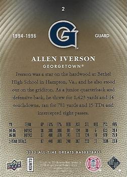 2013 Upper Deck All Time Greats - Silver Spectrum #2 Allen Iverson Back