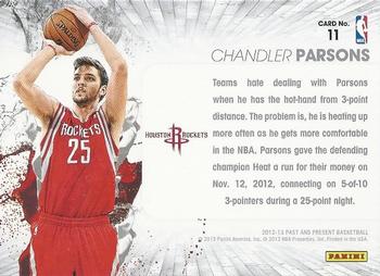 2012-13 Panini Past & Present - Raining 3's #11 Chandler Parsons Back