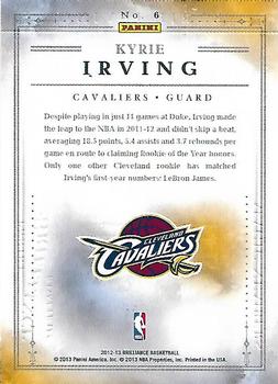 2012-13 Panini Brilliance - Magic Numbers #6 Kyrie Irving Back