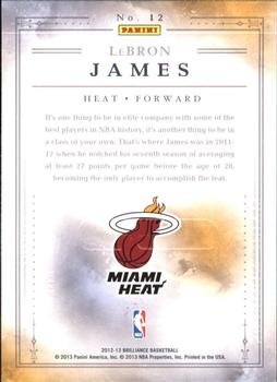 2012-13 Panini Brilliance - Magic Numbers #12 LeBron James Back