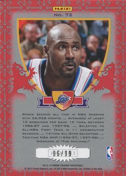 2012-13 Panini Crusade - Crusade Red #72 Karl Malone Back