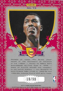 2012-13 Panini Crusade - Crusade Red #73 Hakeem Olajuwon Back