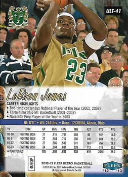 2012-13 Fleer Retro - 97-98 Ultra #ULT-41 LeBron James Back