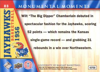 2013 Upper Deck University of Kansas #83 Wilt Chamberlain Back