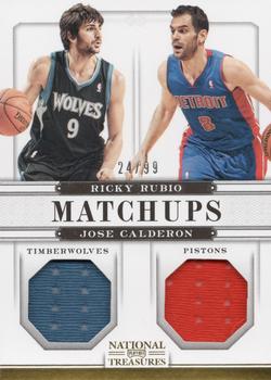 2012-13 Panini National Treasures - Matchups Materials #81 Jose Calderon / Ricky Rubio Front