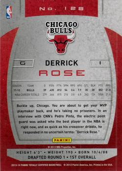 2013-14 Panini Totally Certified #128 Derrick Rose Back
