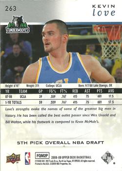 2008-09 Upper Deck #263 Kevin Love Back