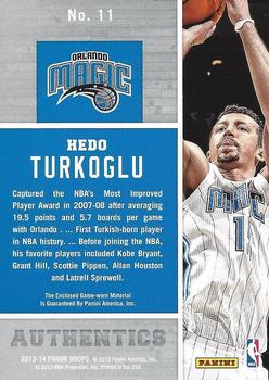 2013-14 Hoops - Authentics #11 Hedo Turkoglu Back