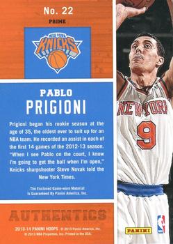 2013-14 Hoops - Authentics Prime #22 Pablo Prigioni Back