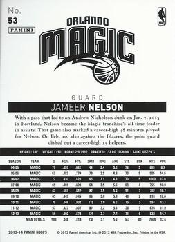 2013-14 Hoops - Blue #53 Jameer Nelson Back