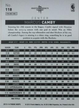 2013-14 Hoops - Blue #118 Marcus Camby Back