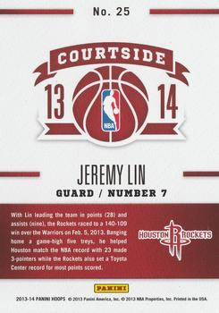 2013-14 Hoops - Courtside #25 Jeremy Lin Back