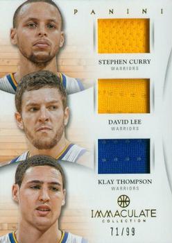 2012-13 Panini Immaculate Collection - Trios #56 David Lee / Klay Thompson / Stephen Curry Front