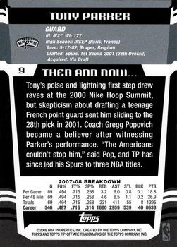 2008-09 Topps Tipoff #9 Tony Parker Back