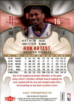 2008-09 Fleer Hot Prospects #5 Ron Artest Back