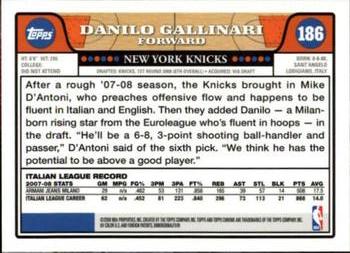 2008-09 Topps Chrome #186 Danilo Gallinari Back