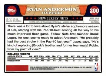 2008-09 Topps Chrome #200 Ryan Anderson Back