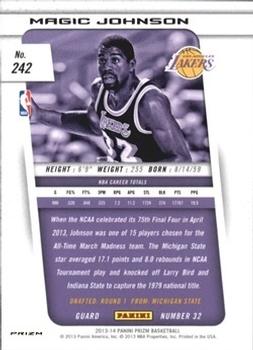 2013-14 Panini Prizm - Prizms Green #242 Magic Johnson Back