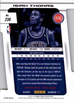 2013-14 Panini Prizm - Prizms Purple Die Cut #236 Isiah Thomas Back