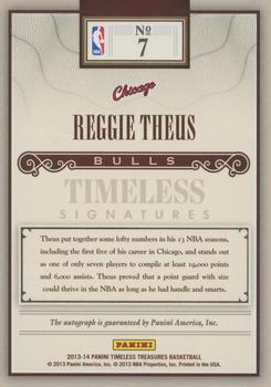 2013-14 Panini Timeless Treasures - Timeless Signatures #7 Reggie Theus Back