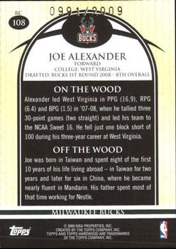 2008-09 Topps Hardwood #108 Joe Alexander Back