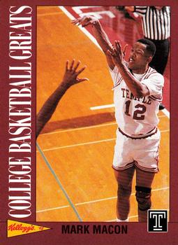 1992 Kellogg's Raisin Bran College Basketball Greats #16 Mark Macon Front