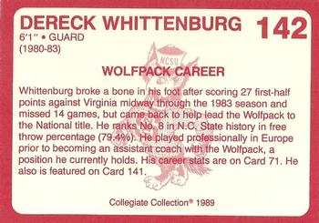 1989 Collegiate Collection North Carolina State's Finest #142 Dereck Whittenburg Back