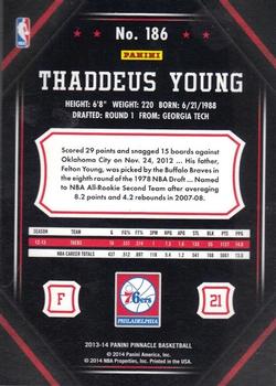 2013-14 Pinnacle - Artist Proof Red #186 Thaddeus Young Back