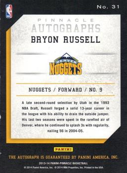 2013-14 Pinnacle - Autographs #31 Bryon Russell Back