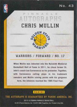2013-14 Pinnacle - Autographs #43 Chris Mullin Back
