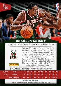 2013-14 Panini #154 Brandon Knight Back