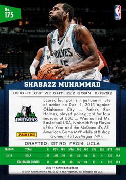 2013-14 Panini #175 Shabazz Muhammad Back