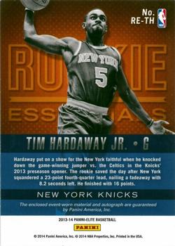 2013-14 Panini Elite - Rookie Essentials Autograph Jerseys #RE-TH Tim Hardaway Jr. Back