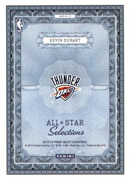 2012-13 Panini Select - All-Star Selections #1 Kevin Durant Back