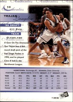 1999 Press Pass Authentics #10 Trajan Langdon Back