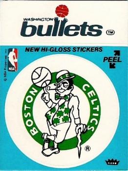 1976-77 Fleer NBA Team Stickers #NNO Boston Celtics Logo / Washington Bullets Script Front