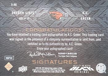 2013-14 Upper Deck Black - Signatures #S-AG A.C. Green Back