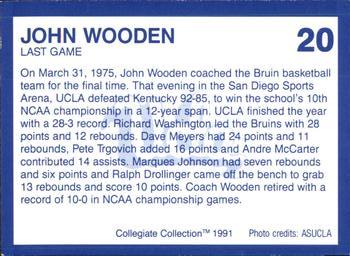 1991 Collegiate Collection UCLA Bruins #20 John Wooden Back