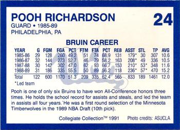 1991 Collegiate Collection UCLA Bruins #24 Pooh Richardson Back