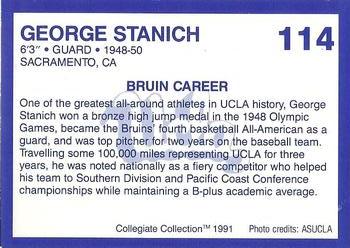 1991 Collegiate Collection UCLA Bruins #114 George Stanich Back