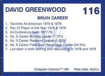 1991 Collegiate Collection UCLA Bruins #116 David Greenwood Back